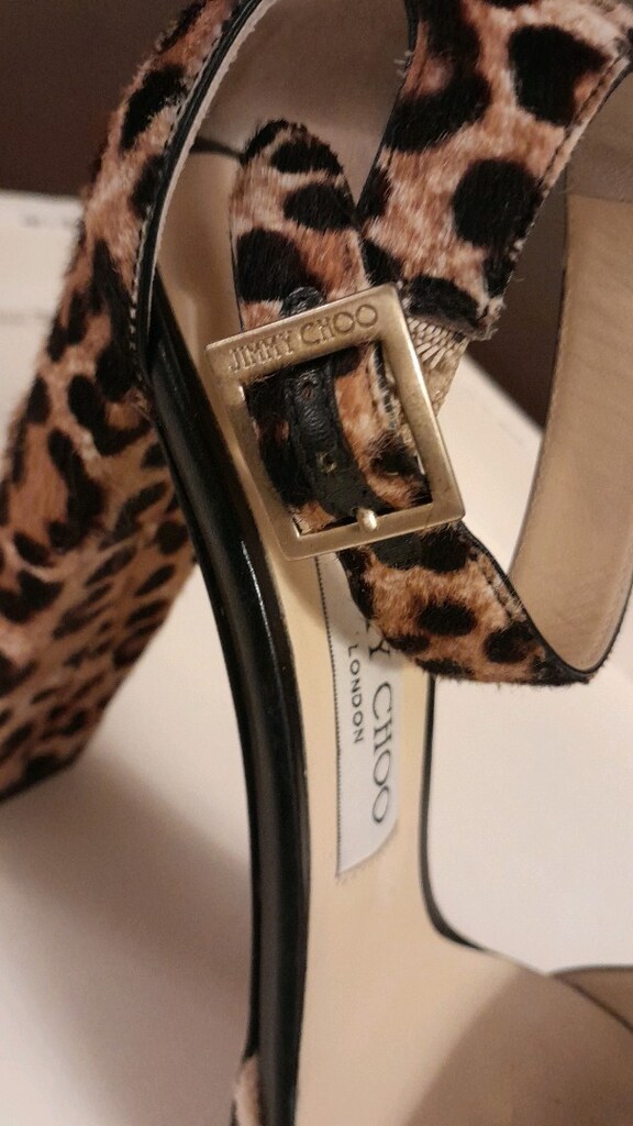 JIMMY CHOO LEOPAR DESENLI TOPUKLU SANDALET - 5