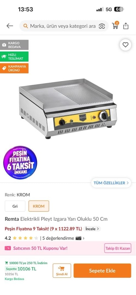 Elektrikli pleyt ızgara sorunsuz 50 cm - 2