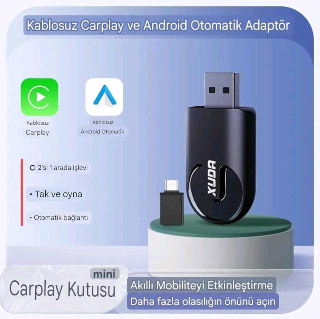Yeni Nesil Xuda Pro Mini CarPlay Wireless Adaptör Android & İphone