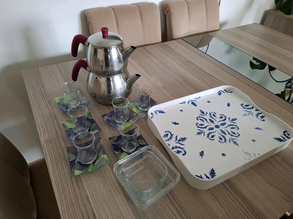çaydanlık, tepsi, bardak - 14