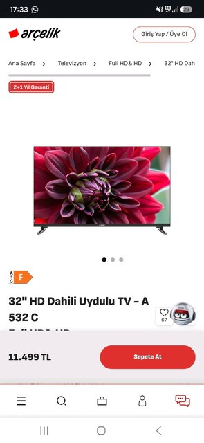 arçelik televizyon
