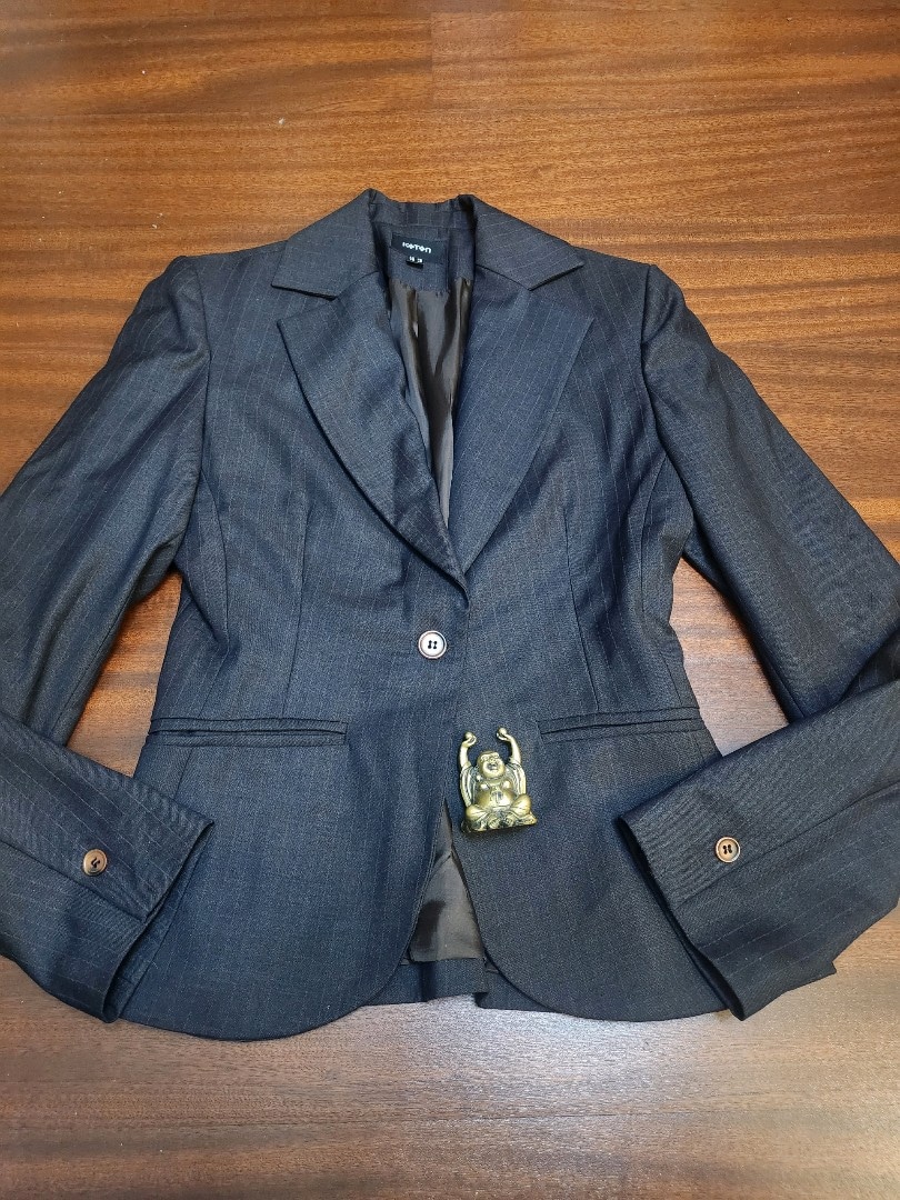KOTON ÇİZGİLİ GRİ CEKET BLAZER