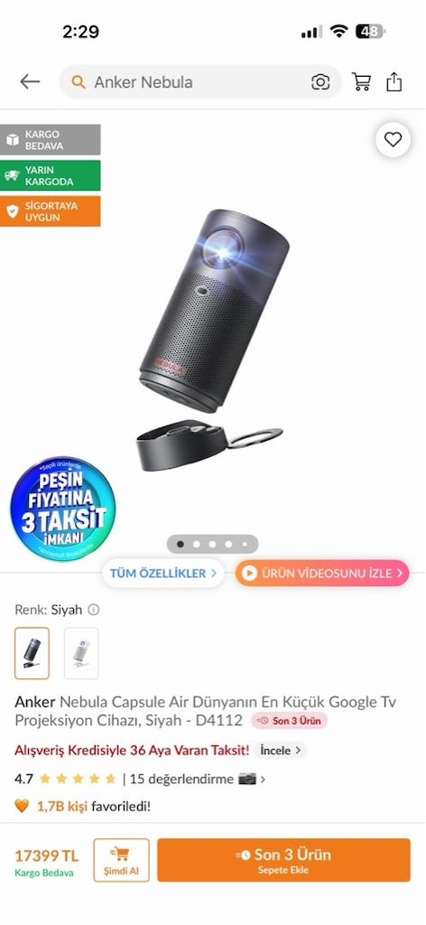 Anker Nebula Capsule Air Projeksiyon Cihazı - 3