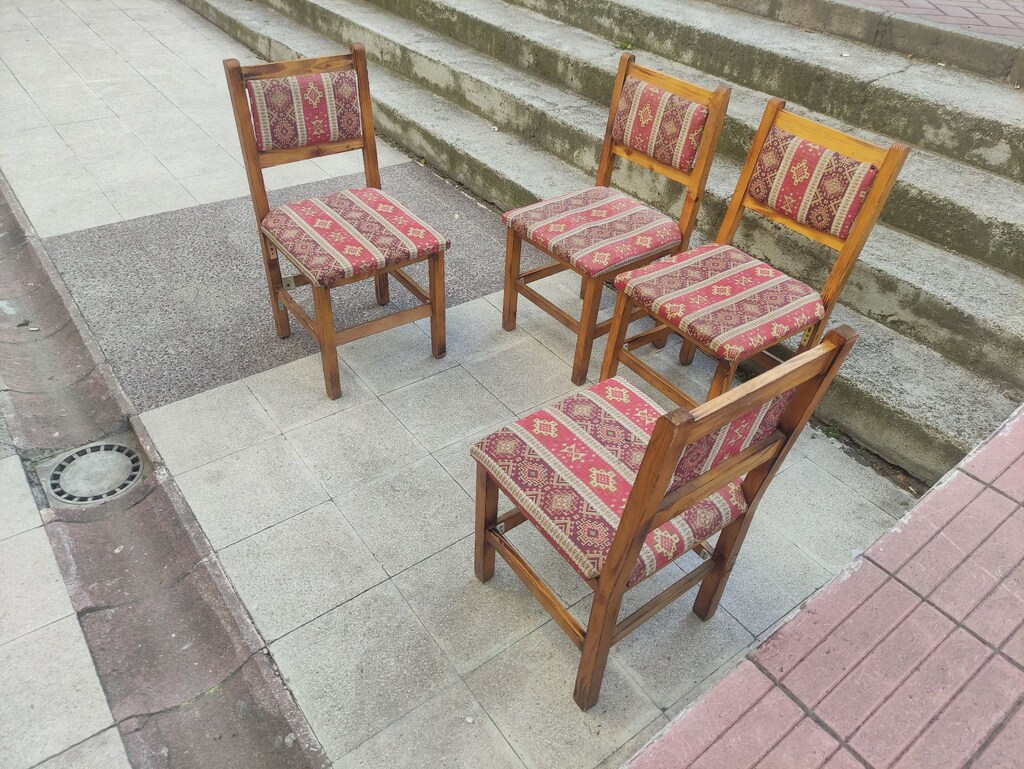 DOĞAL ÇAM AĞACINDAN, EL EMEĞİ 4 ADET RUSTİK SANDALYE - 4