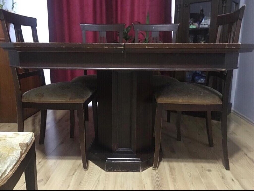 CEVİZ AĞACI ESKİTME YEMEK MASASI - 5
