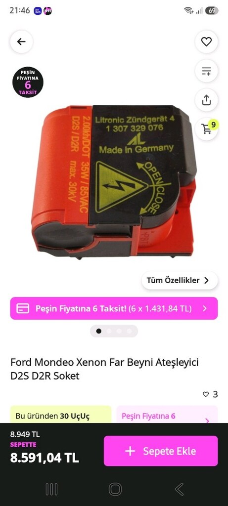 ZENON XENON AMPÜL ATEŞLEYİCİ FORD MONDEO ZENON FAR (ZENON FAR İÇİN) - 2