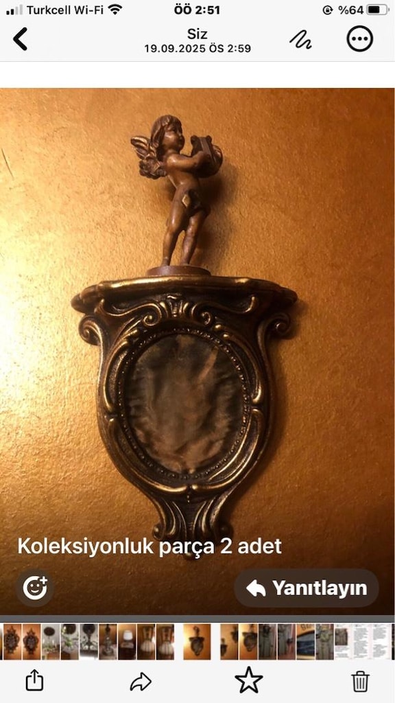 18.yüzyıl melek heykelli 2 adet çift pano - 2