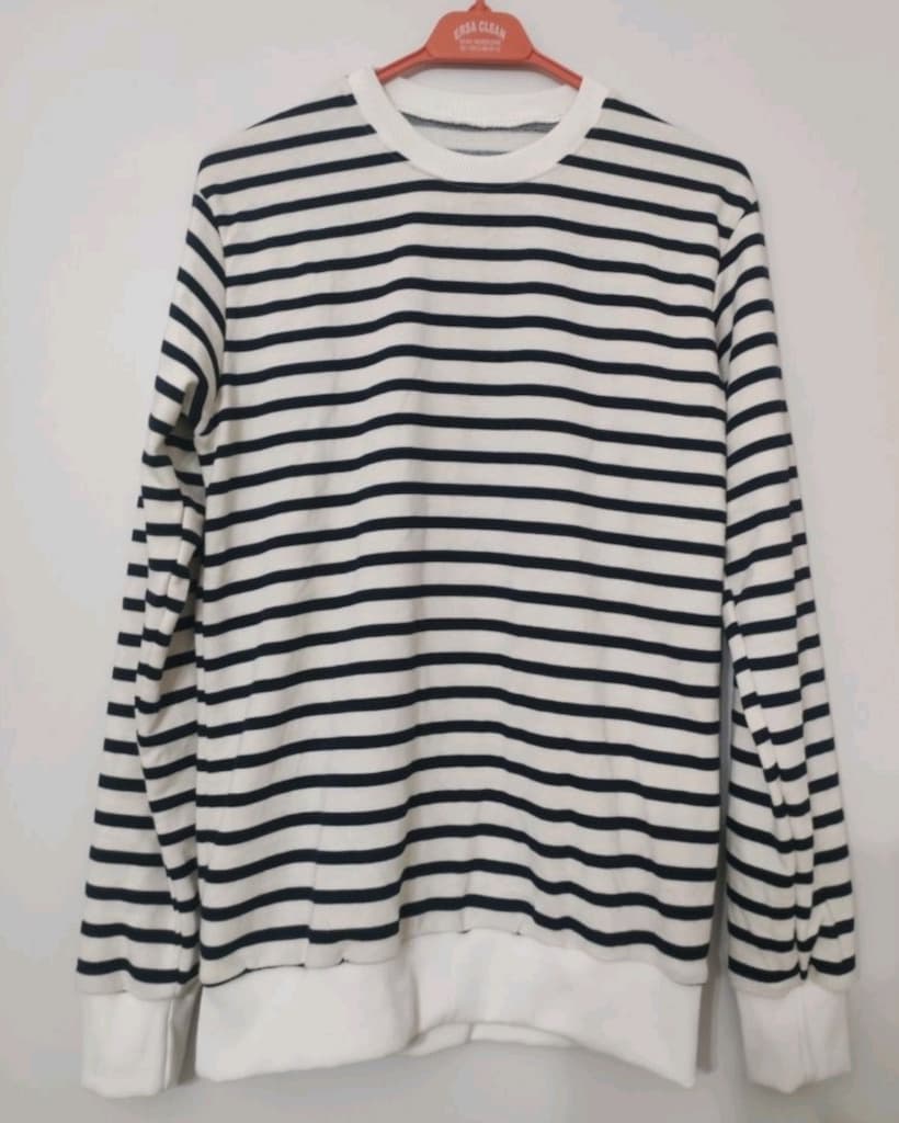 EKRU SİYAH BEYAZ BASİC ÇİZGİLİ SWEAT TUNİK EŞOFMAN ÜS koton mango zara — görsel 4/6