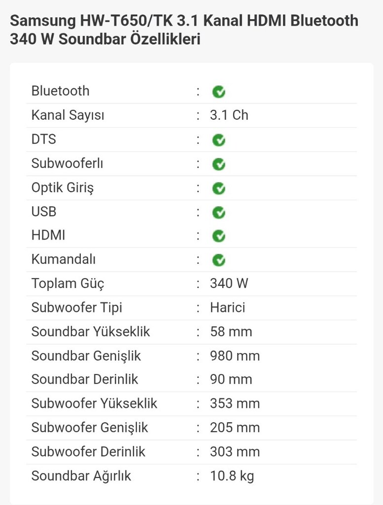 Samsung T650 Soundbar Sinema Ses Sistemi - 5