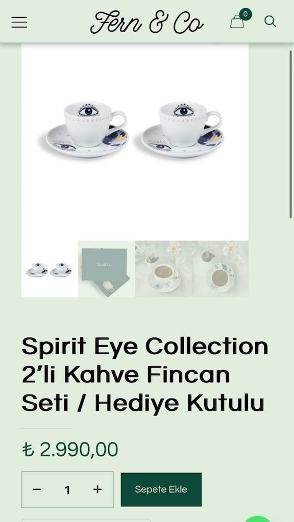 Fern&Co Sprit Eye El Boyama Porselen Fincan - 2