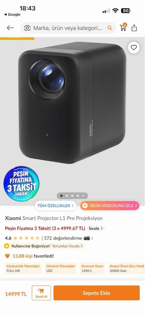 xiomi smart projectör L1 Pro - 5