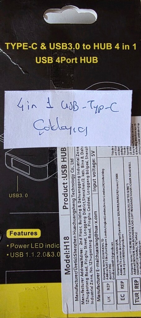 4 in 1 USB ve Type C giriş Çoklayıcı. Sıfır kutusunda yurt dışı - 3