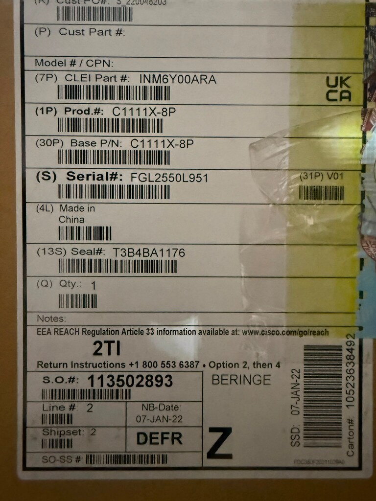 Cisco C1111X-8P ISR Router - Sıfır, Kapalı Kutu - 2