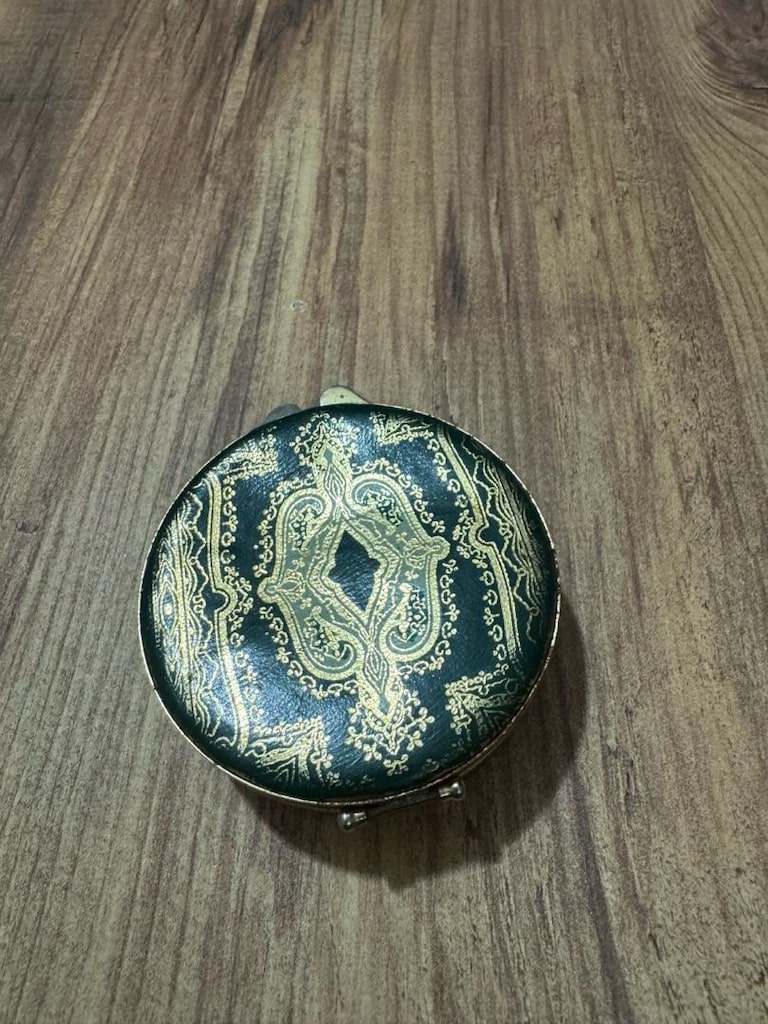 Vintage Retro Desenli & Gold Detaylı Metal Mücevher & Kadife Takı Kutu - 12