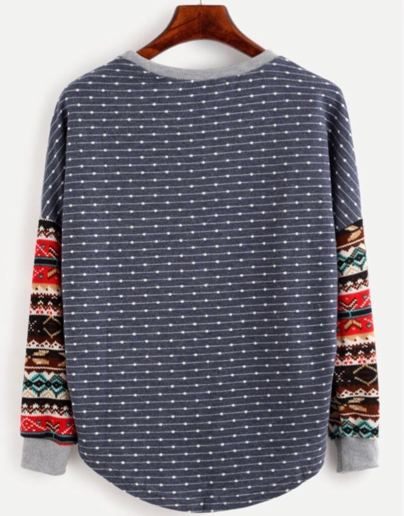 Gri Etnik Kilim Desenli Sweatshirt - 3