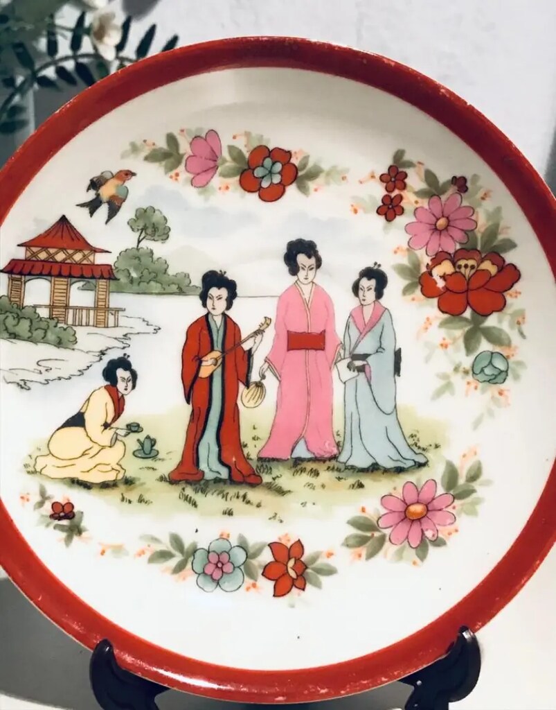 Antika Japon El Boyama Porselen Dekor Tabak - 4