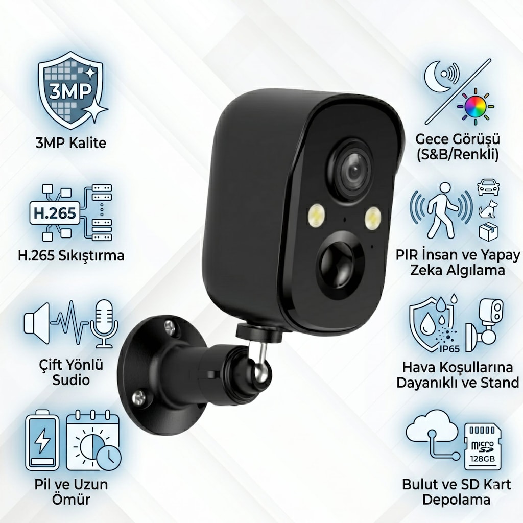 3MP BATARYALI SOLAR WiFi KAMERA - 2