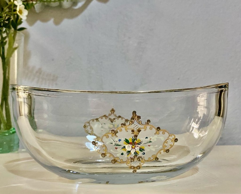 PAŞABAHÇE Butik Vintage El Boyama Cam Jardinyer & Gondol - 13