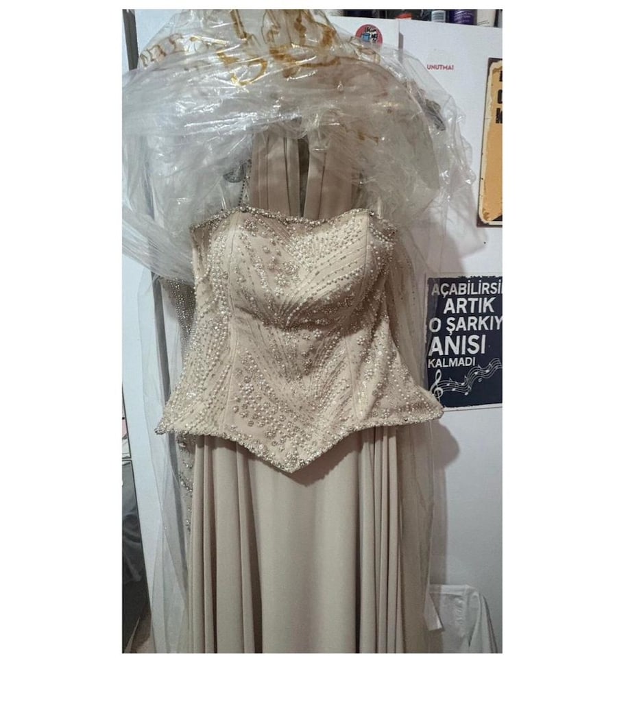 Nişan Elbisesi-Couture Taşlı ve Pelerinli-Nişanlık-Abiye-DüğünSöz - 6