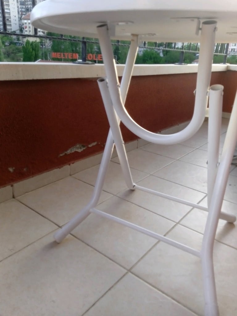 yuvarlak üzeri Mermer Desenli katlanır masa - 5