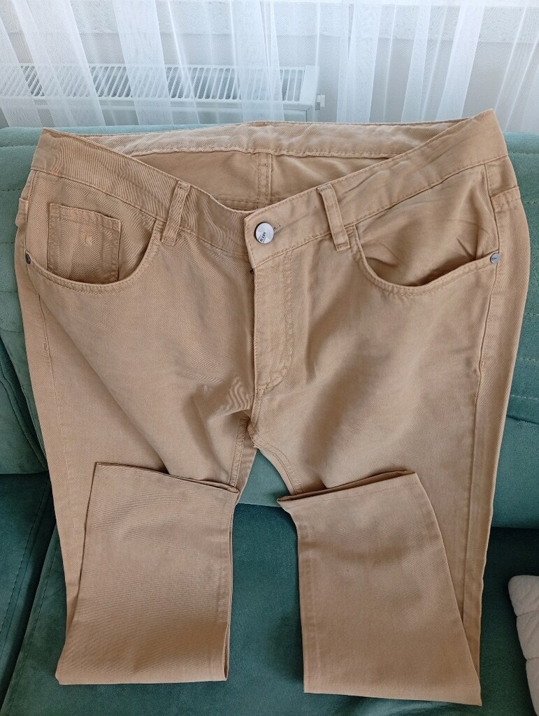 Bej rengi, erkek keten pantolan. Beden, 32. M beden. Sıfır bir üründür - 2