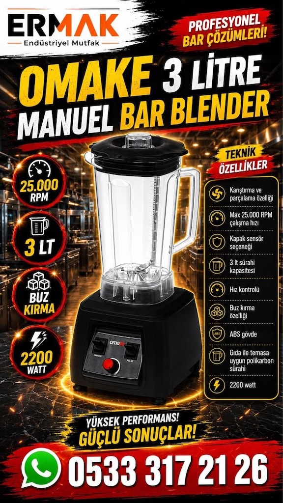 OMAKE 3 LİTRE MANUEL BAR BLENDER - 2