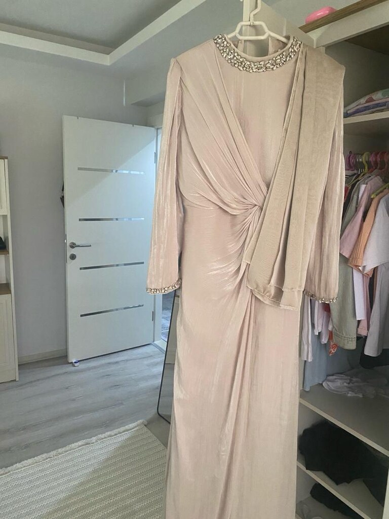 krem renk 40 42 beden abiye - 2