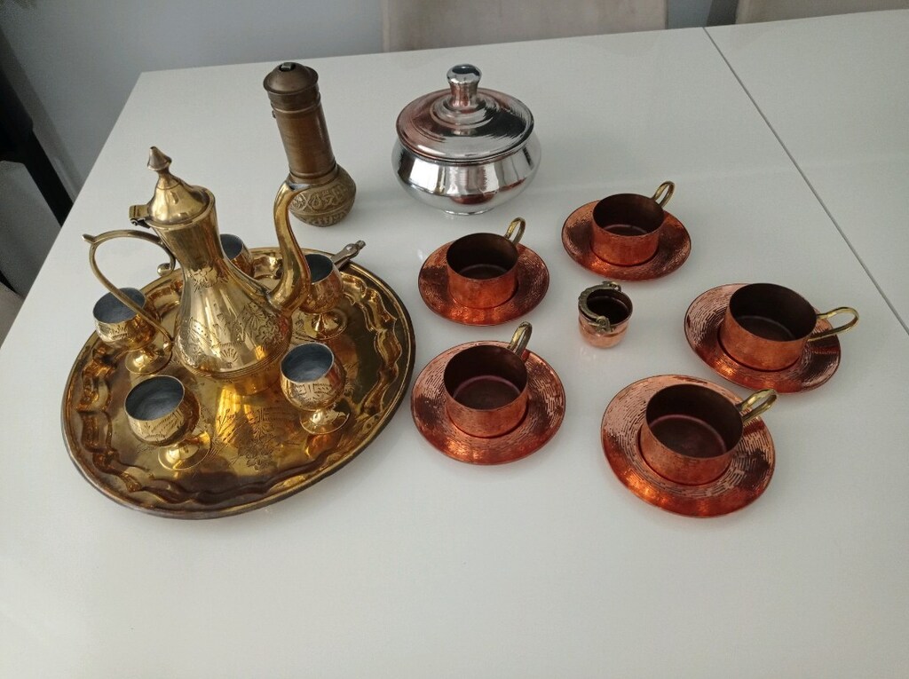 2-takim Bakir zemzem takimi degirmen kase Ve minyatur bakrac toplu - 3