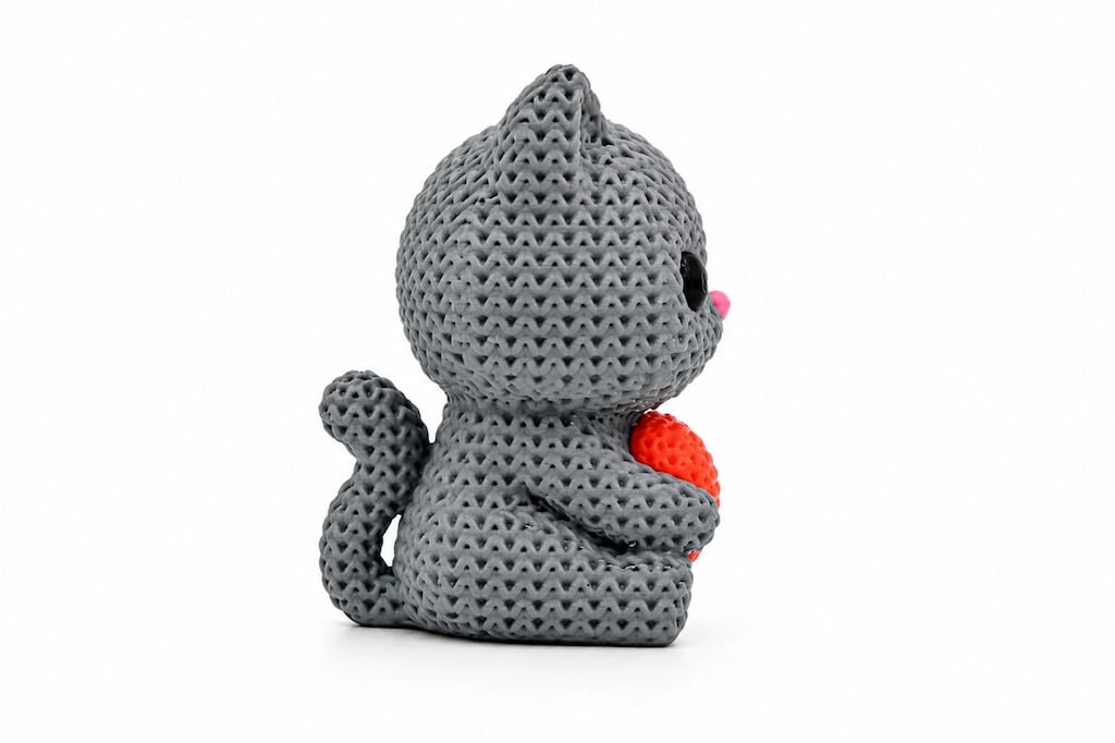 Yapı3D Örgü Dokulu Dekoratif Kalpli Kedi Figürü - 5