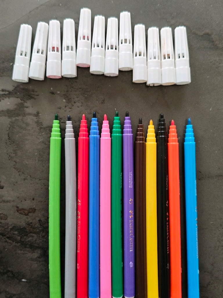 faber Castell pastel boya 12li+ keçeli kalem12 li - 7