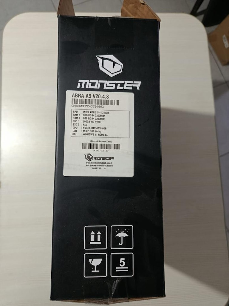 Garantili lisanslı Monster Abra A5 V20.4 i5 15.6 16ram 500ssd rtx4050 - 10