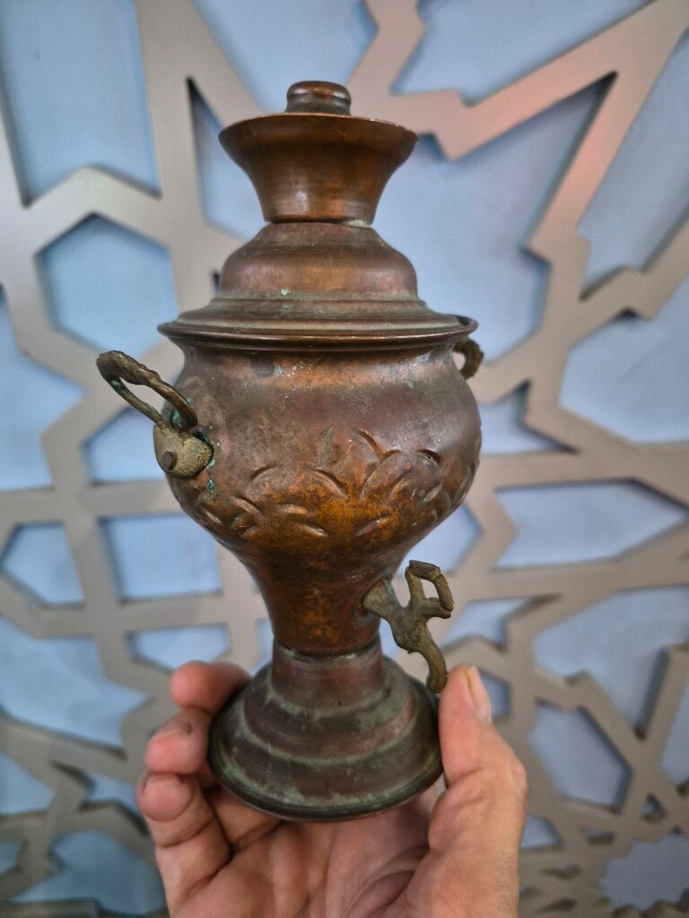Antika Görünümlü Mini Bakır Semaver / Dekoratif Obje - 5