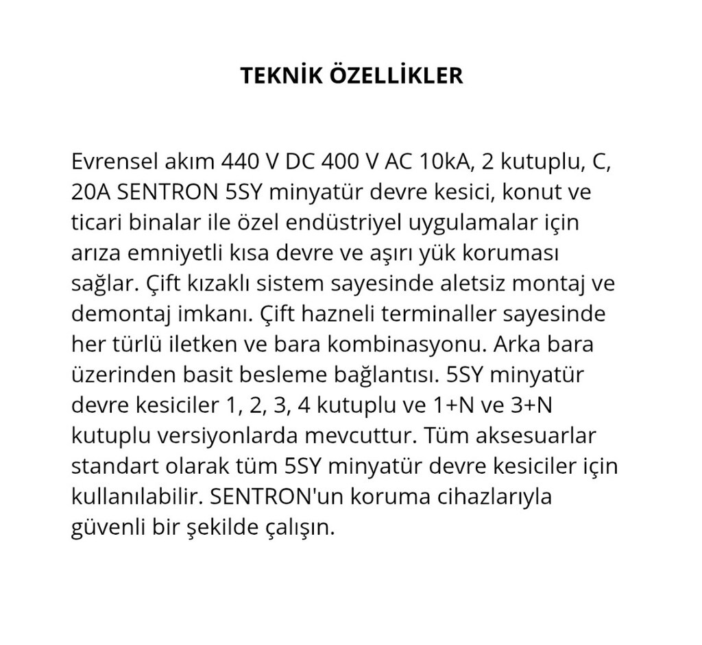 Siemens 5SY5220 C20 440VAC/440VDC 10KA/20A Devre Kesici - 3