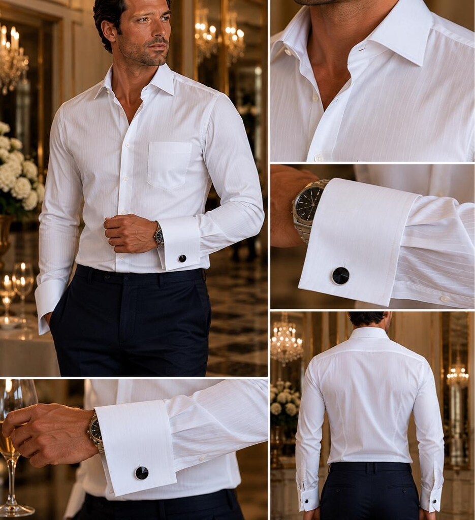 cotton bar erkek gömlek kol düğmeli L beden