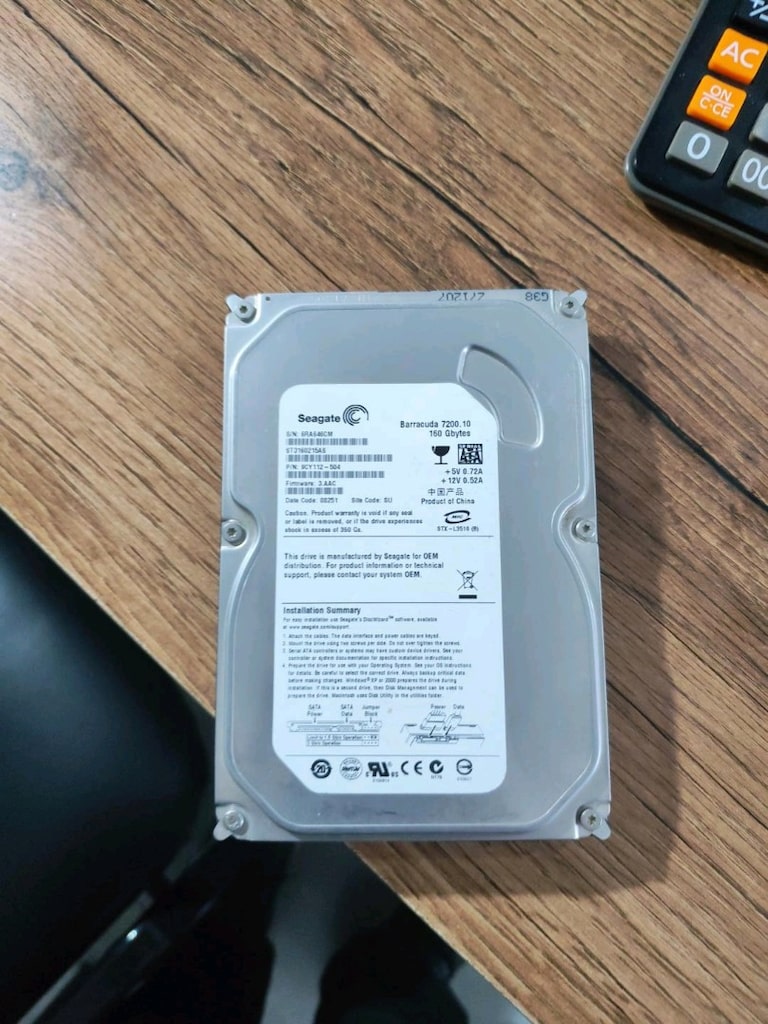 Seagate 160 GB SATA HDD – 7200 RPM – CrystalDiskInfo Sağlığı İyi – 29° - 2
