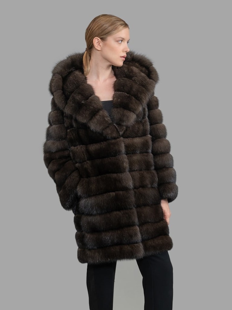 SABLE SAMUR KAPŞONLU BAYAN KABAN - 2