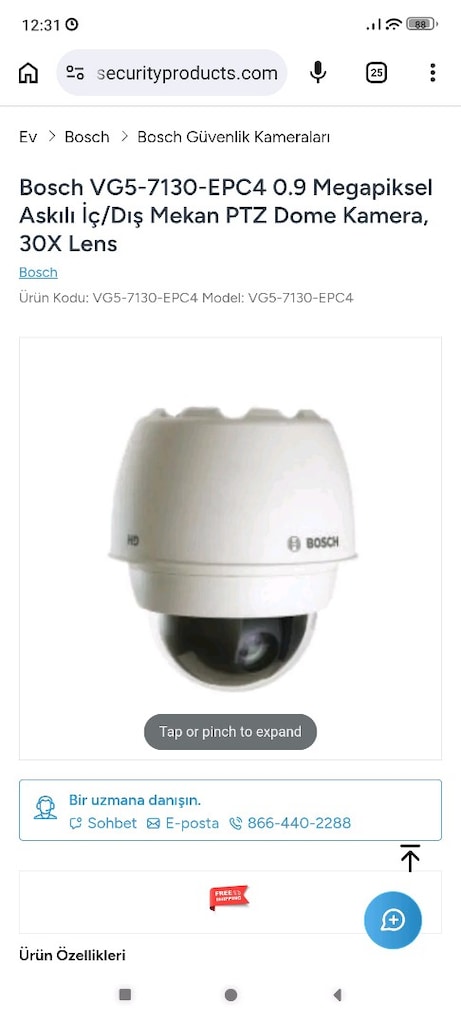Bosch VG5-7130-EPC4 0.9 Megapiksel Askılı İç/Dış Mekan PTZ Dome Kamera - 5