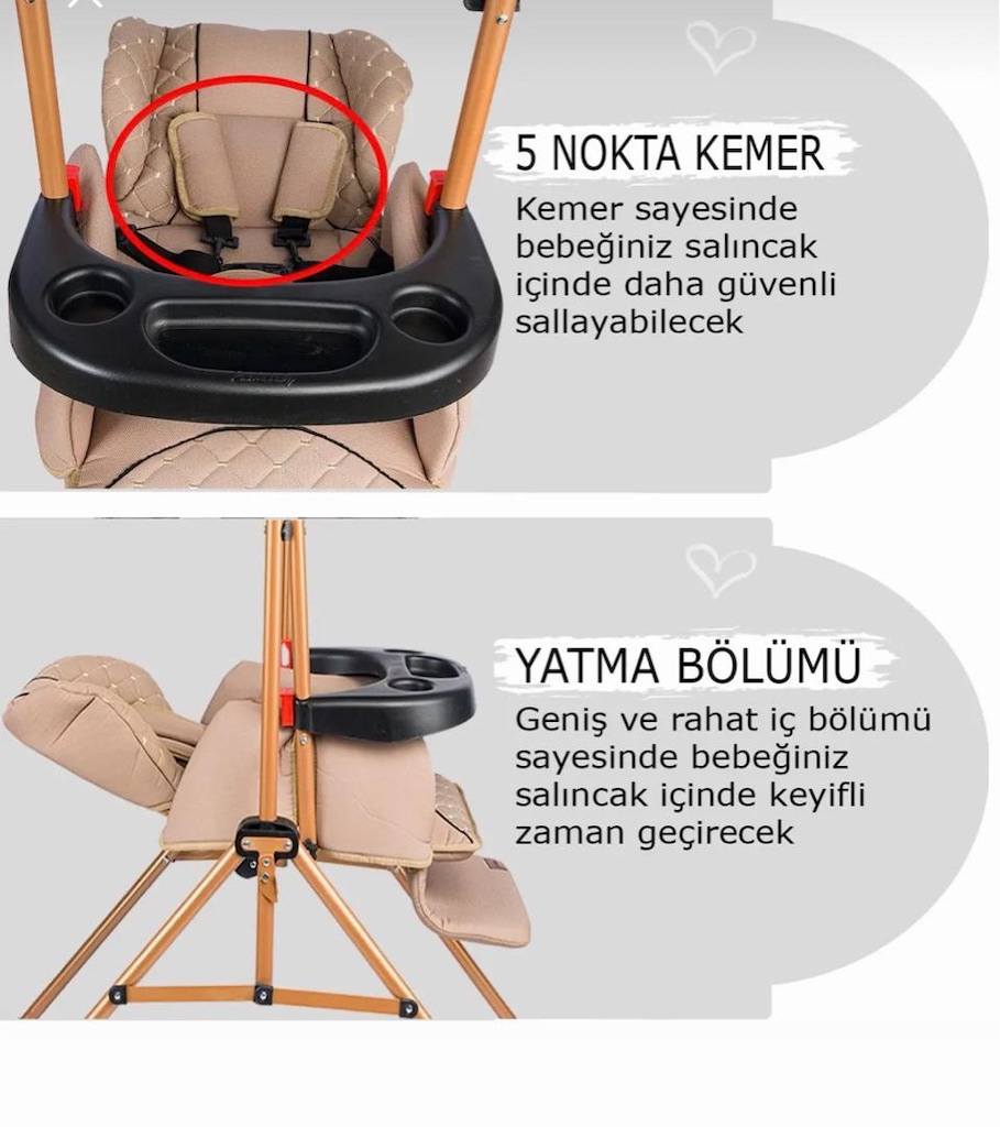 Tenteli, Tepsili Lüks Bebek Salıncağı – Temiz ve Eksiksiz - 5