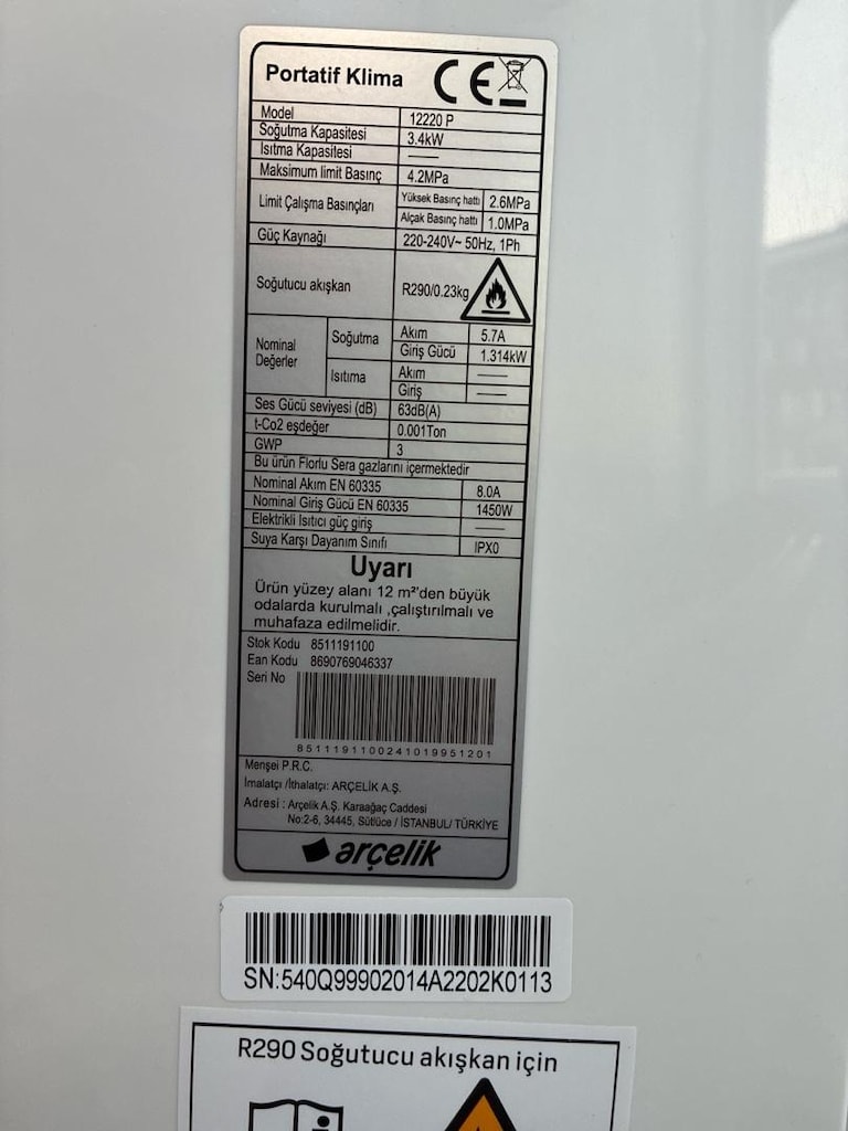 Portatif Klima 12000 BTU - Sıfır ayarında - 2