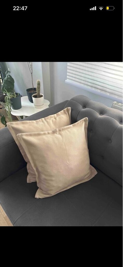 2 Adet Keten Bej Kırlent Kılıfı 45x45 - 6
