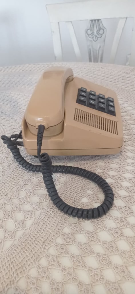 Vintage PTT Tuşlu Ev Telefonu Bej Renk Koleksiyonluk Retro Dekor - 4