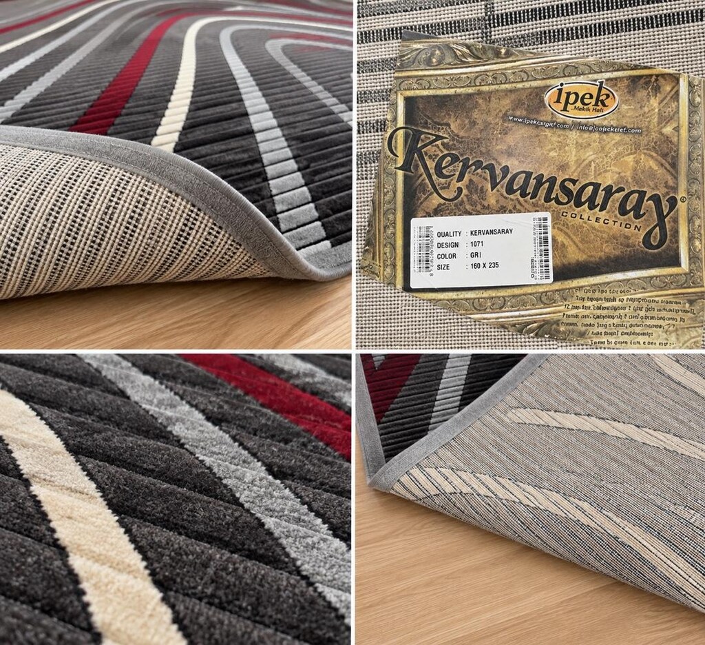 İpek Mekik Kervansaray 160x235 Modern Salon Halısı – Gri/Kırmızı - 2
