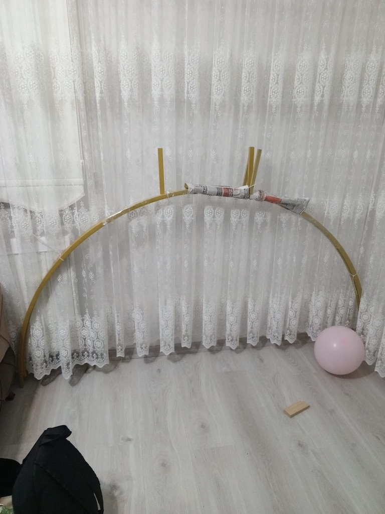 metal çember tag ve 5metre beyaz dekorasyon tülü - 3