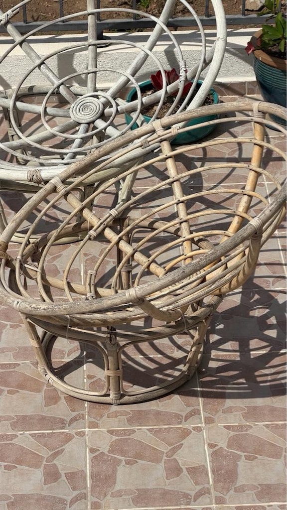 Bambu Rattan Koltuk Oturma Grubu Tekli berjer ikea mudo chakra stili - 3
