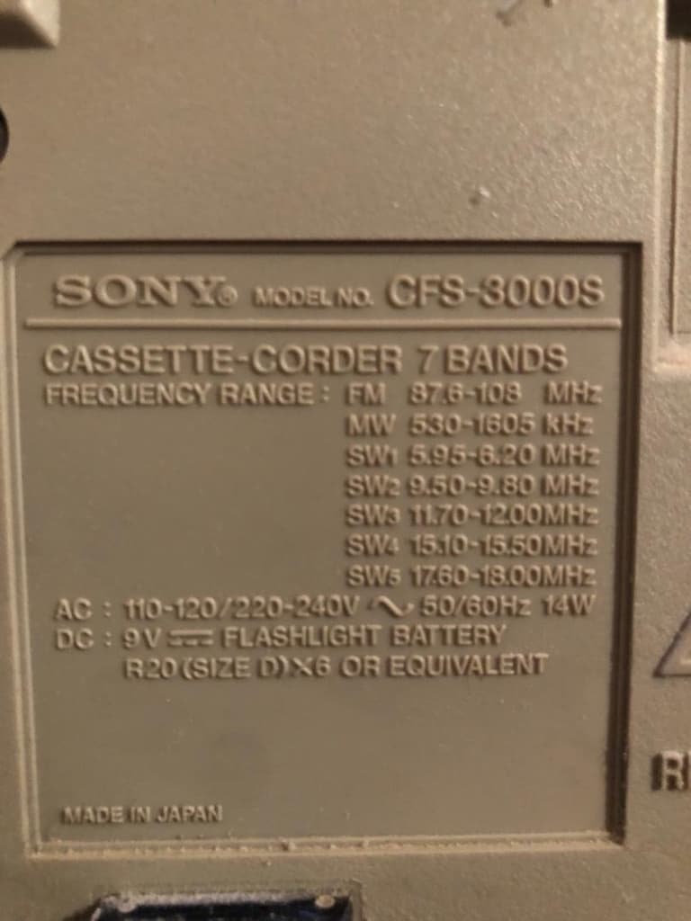 SONY CFS-3000S ,7 Band Radyolu Taşınabilir Vintage Stereo Kasetçalar - 5