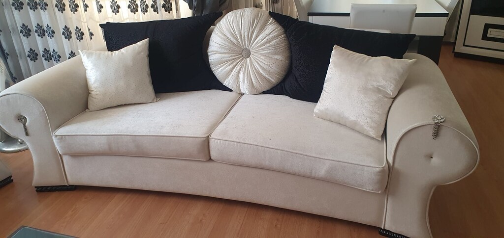 Komple Siyah Beyaz Salon Takımı +Gizli Bölmeli 10 KİŞİLİK Yemek Masası - 9