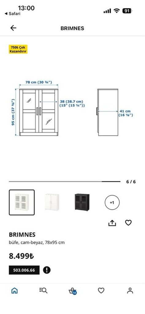 Ikea Brimnes model cam kapakli dolap bufe - 7