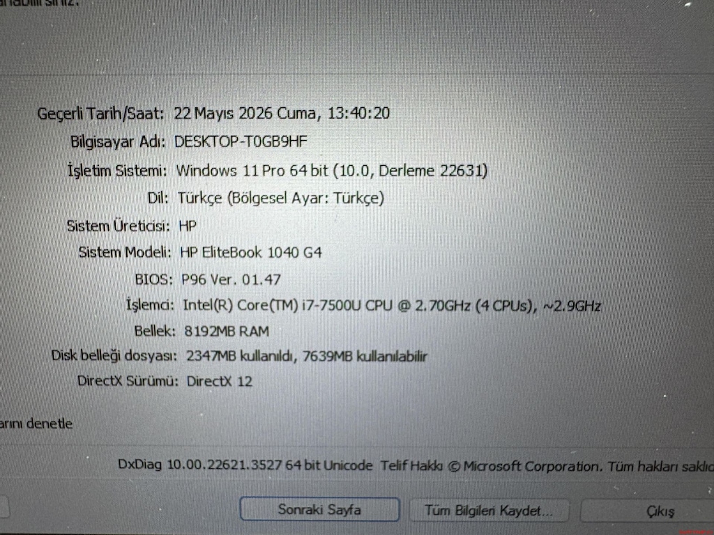 HP ELİTBOOK İ7 7. NESİL 8 GB RAM 256 NVME - 6