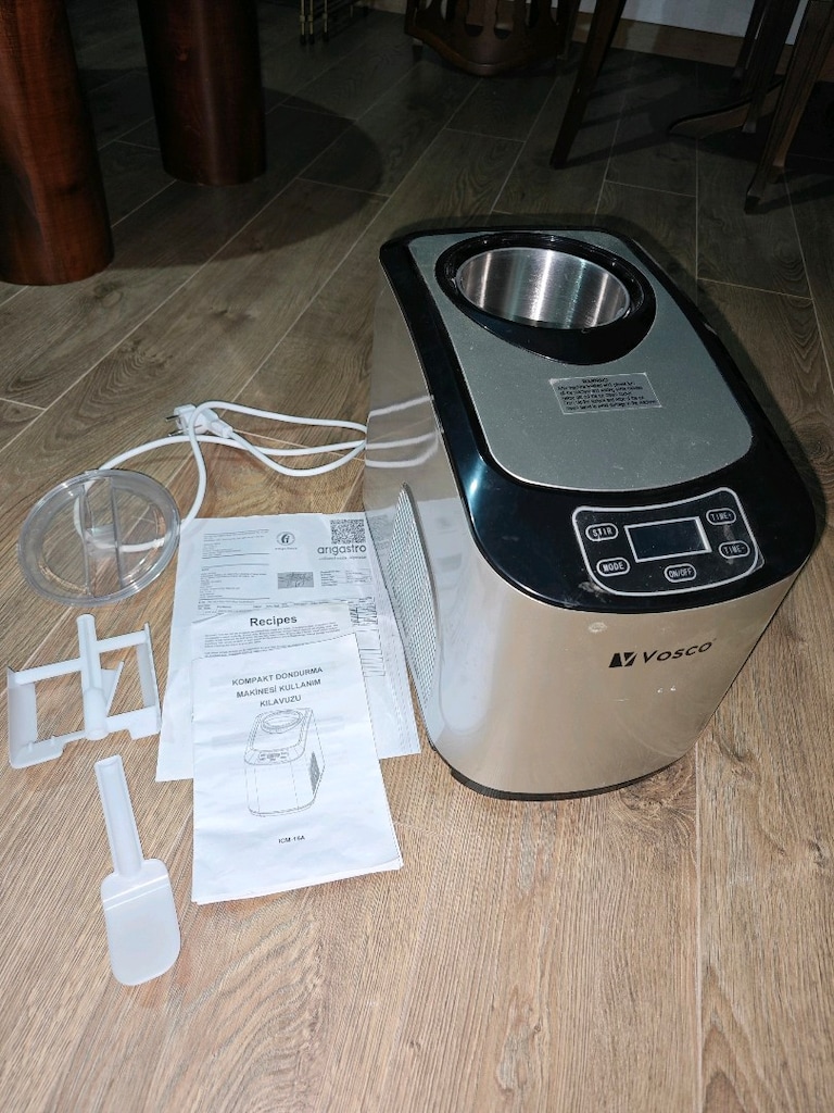 Garantili-Vosco ICM-15A Kompresörlü Ev Tipi Dondurma / Gelato makinesi - 3
