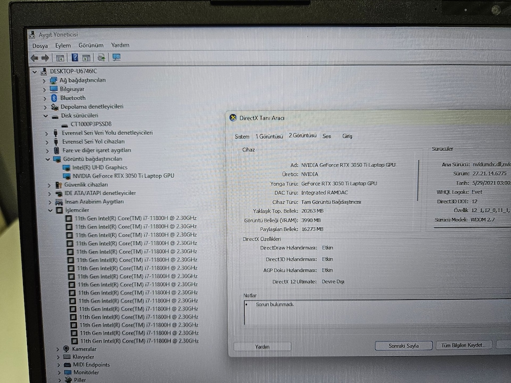 MONSTER İ7 11.NESİL+ BÜYÜK EKRAN 17.3 + 32 GB RAM + 1 TB SSD - 9
